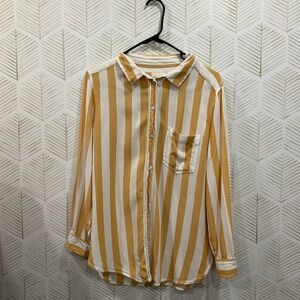 American Eagle Outfitters Mustard and White Striped Shirt